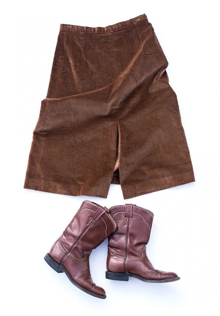 ハーフスカート コーデ ベロア Aライン 70年代ファッション 古着