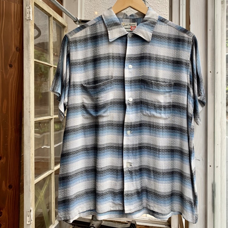 vintage ビンテージ レーヨン 半袖シャツ チェックシャツ オンブレ